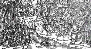 A Body of Kerne Burning a Homestead