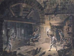 View of a cell in the Bastille at the moment of releasing prisoners