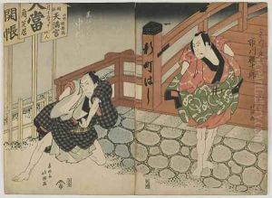 Ichikawa Ebijuro Nakamura Utaemon Osaka Edo period by Shunkosai Hokushu