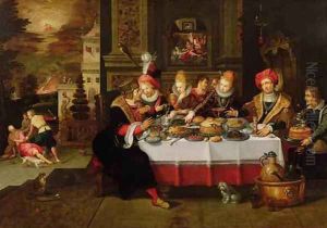 Lazarus and the Rich Mans Table by Kasper or Gaspar van den Hoecke