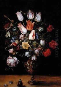 Flowers in a Vase by Kasper or Gaspar van den Hoecke