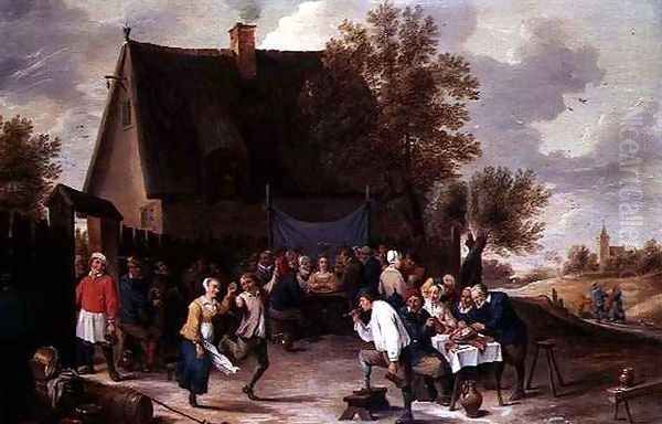 Villagers Celebrating a Wedding Feast Outside a Country Tavern - view 1