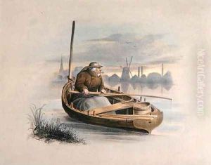 Eel bobing Battersea from a set of six images of Angling by Henry Heath