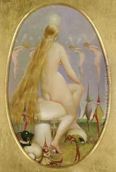 Fairy seated on a Mushroom - view 1