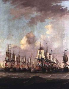 The Battle of Dogger Bank showing the Holland at the rear of the Dutch line with the frigate Amphitrite alongside 1781 by Engel Hoogerheyden