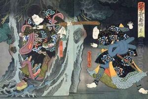 Actors in the roles of Ettyujiro and Kagekiyo in Soga Monogatari