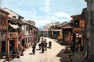 A street in Hong Kong in the mid nineteenth century by Eduard Hildebrandt