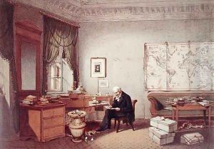 Baron Alexander von Humboldt 1769-1859 in his Study by Eduard Hildebrandt