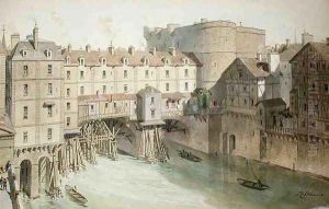 View of Petit Chatelet and the Petit Pont in 1717 by Theodor Josef Hubert Hoffbauer