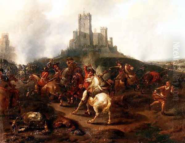 A cavalry skirmish before a fortress - view 1