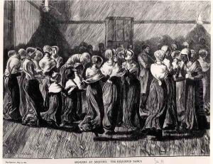 Shakers at a Meeting the Religious Dance by Arthur Boyd Houghton