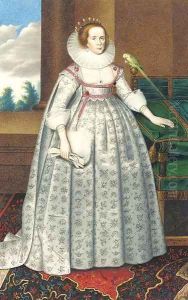 Portrait of Elizabeth Countess of Suffolk, full-length, standing beside a parrot by George Perfect Harding