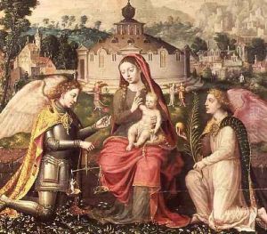 Virgin and Child with the Archangels Michael Gabriel and Raphael