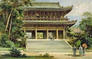 Buddhist temple at Kyoto Japan from The History of Mankind