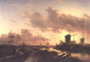 A River Estuary with Figures Repairing a Boat