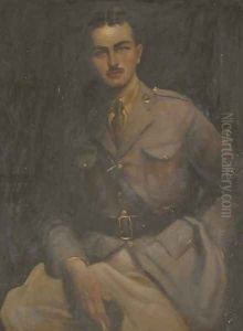 Portrait of Charles Chetwynd, seated three-quarter-length, in Officer's uniform by Hal Hurst