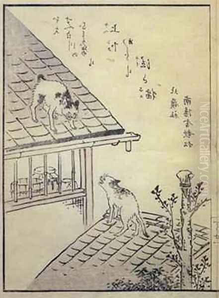 Two Cats on Roofs - view 1