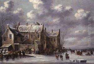 Winter Scene with View at Medemblik by Thomas Heeremans