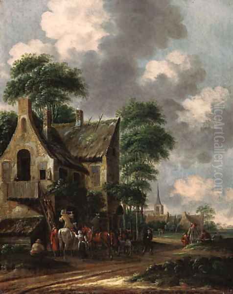 Horsemen by an inn - view 1