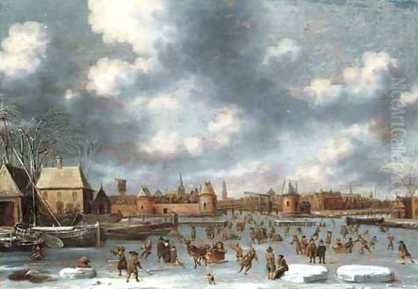 Figures skating on a frozen lake - view 1