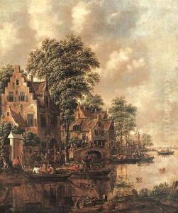 A populated village at the banks of a river
