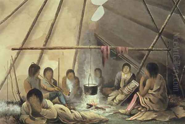 Interior of a Cree Indian Tent - view 1