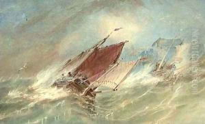 Fishermen before fortifications by Alfred Herbert