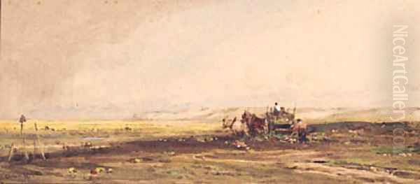 Figures following Horses and a Cart gathering a Crop - view 1