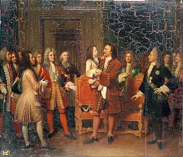 Louis XV 1710-74 Visiting Peter I 1672-1725 the Great at lHotel de Lesdiguieres - view 1