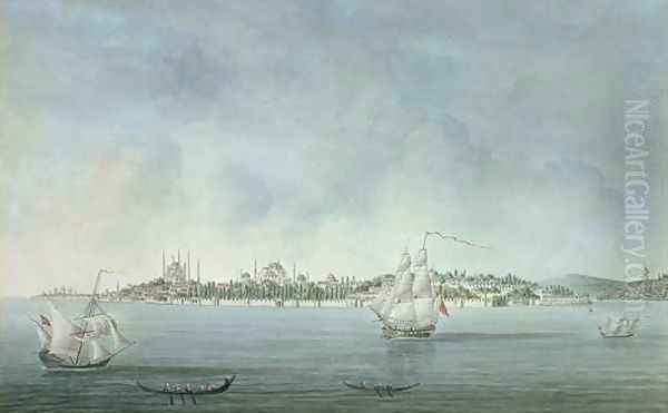 View of Sultan Ahmet and Santa Sophia from Uskudar in Constantinople - view 1