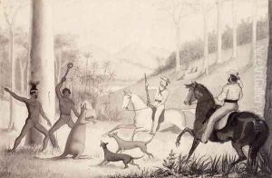 Kangaroo at bay by Clement Hodgkinson