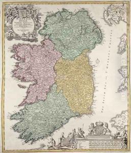 Map of Ireland showing the Provinces of Ulster Munster Connaught and Leinster