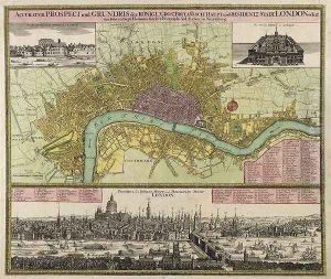 Map and Prospect of London by Johann Baptist Homann