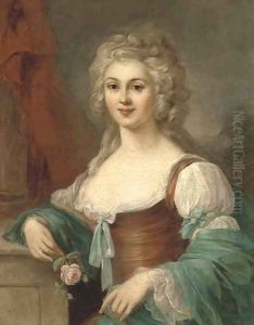 Portrait of the comtesse de Bernicourt, half-length, a rose in her right hand by Johann Ernst Heinsius