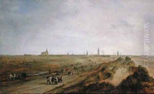 Landscape with a view of Ostend by Robert van den Hoecke