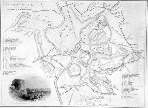 Rome Italy Comparative Map of Ancient and Modern Sites by W Hughes