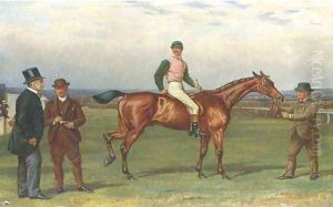 Old Joe, with jockey up, on a course steeplechasing by Alfred Charles Havell