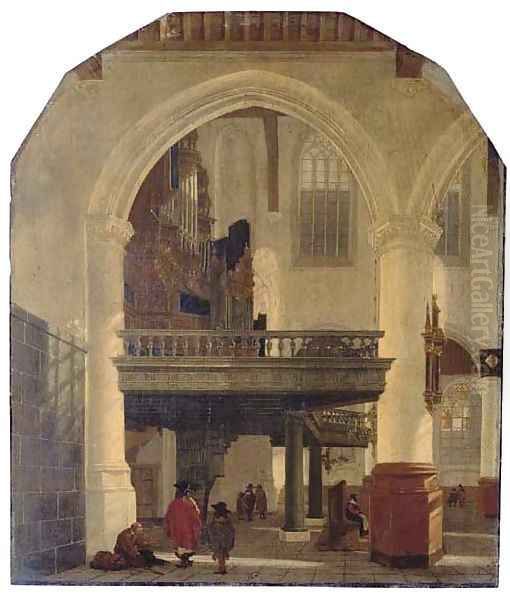 The west end of the Oude Kerk, Delft, from the southern aisle to the north, with the organ loft - view 1