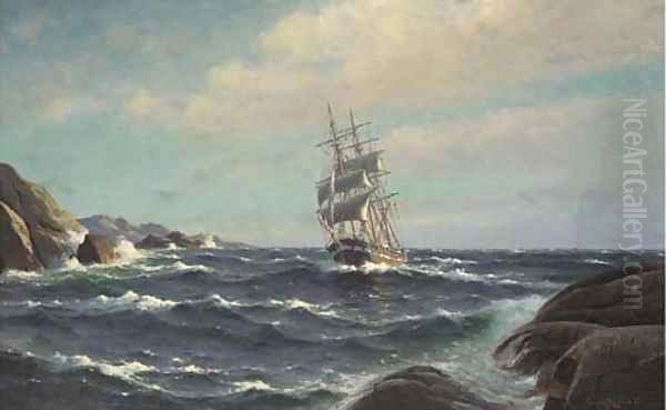 Near the coast in rough seas - view 1