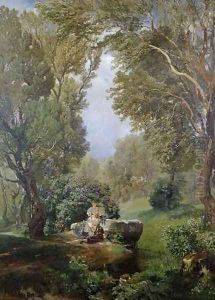 A Woodland Idyll by Anton Hlavacek