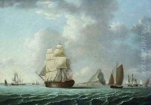 British Man o War off Gibraltar by Francis Holman
