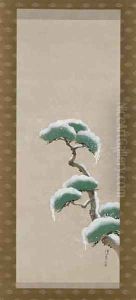 Hanging Scroll Depicting A Snow Clad Pine