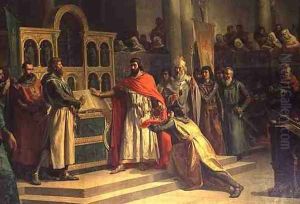 The Oath of Santa Gadea El Cid Campeador extracts an oath from Alfonso VI the King of Castille that in the Year 1072 he had no part in the murder of his brother Sancho II by Marcos Hiraldez de Acosta