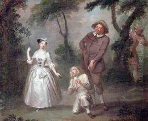 Peg Woffington as Rosalind with Celia and Touchstone in the Forest of Arden