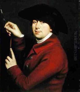 Self Portrait holding a mahlstick and brush by Francis Hayman