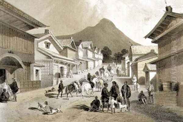 Street in Hakodadi from Narrative of the Expedition of an American Squadron to the China Seas and Japan - view 1