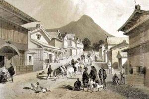 Street in Hakodadi from Narrative of the Expedition of an American Squadron to the China Seas and Japan