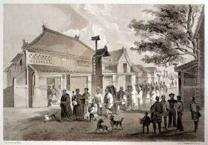 Japanese Funeral at Simoda from Narrative of the Expedition of an American Squadron to the China Seas and Japan by Wilhelm Heine