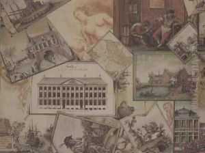 A Trompe Loeil of Twenty five drawings and watercolours