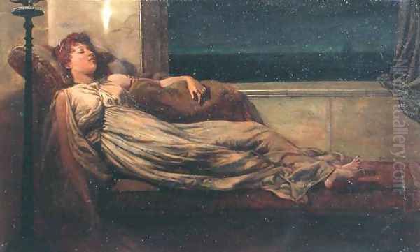 Classical Lady Reclining on a Chaise Longue - view 1